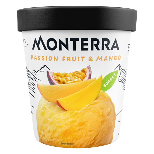 «MONTERRA» sorbet mango, passion fruit glass cardboard «MONTERRA» sorbet mango, passion fruit glass cardboard