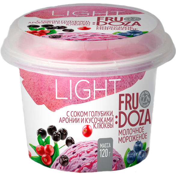 «FRUDOZA LIGHT» blueberry, chokeberry, cranberry milk plastic cup «FRUDOZA LIGHT» blueberry, chokeberry, cranberry milk plastic cup