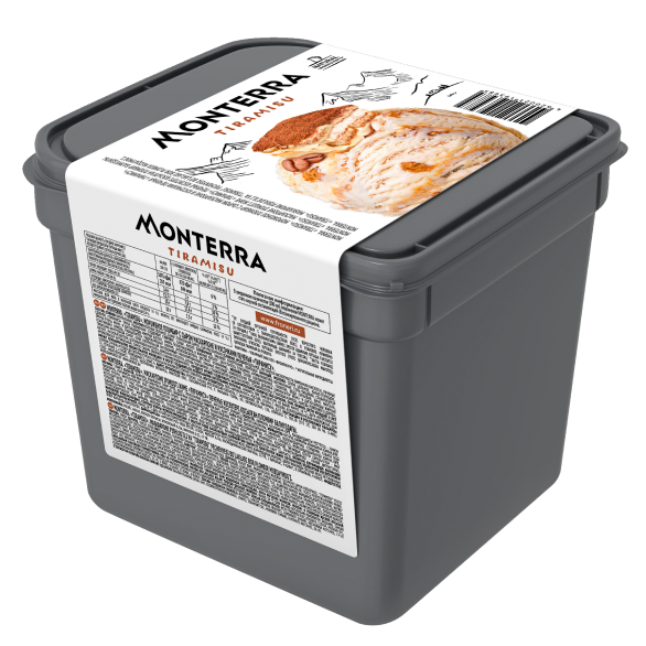 “MONTERRA” ice cream with mascarpone cheese and tiramisu cookie pieces “MONTERRA” ice cream with mascarpone cheese and tiramisu cookie pieces