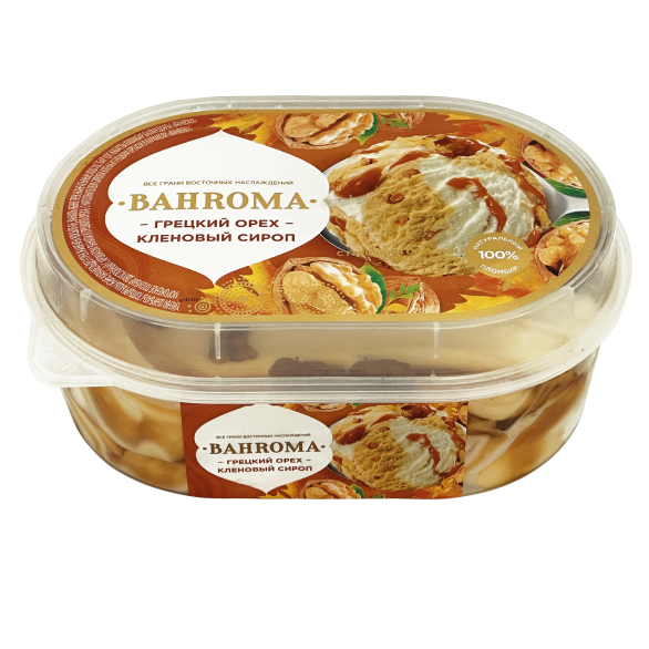 "BAHROMA" мороженое пломбир двухслойное,с наполнителем сиропа клена и грецкого ореха