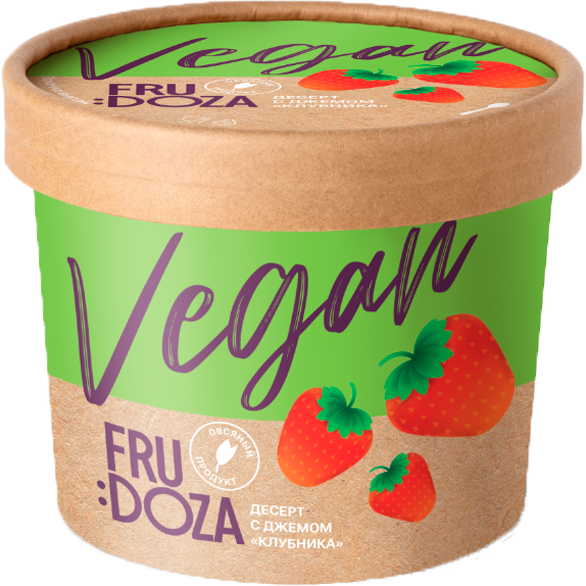 «FRUDOZA» vegetarian dessert with jam strawberry glass cardboard «FRUDOZA» vegetarian dessert with jam strawberry glass cardboard