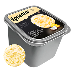 “LOVENTA” cream ice cream with pina colada flavor and pineapple pieces